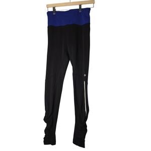 Lululemon Speed Tight Ruched Pants Black & Blue Small Athletic SportWear Running